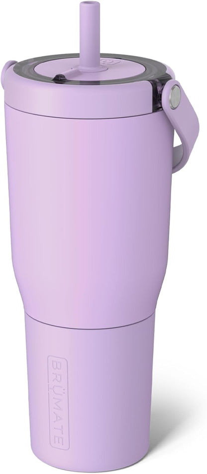 BrüMate Resa 35oz 100% Leakproof Tumbler w/Handle & Straw | Flexible SoftSip Straw | Silicone Sleeve for Durability | Stainless Steel | Cup Holder & Travel Friendly Water Bottle (Java)