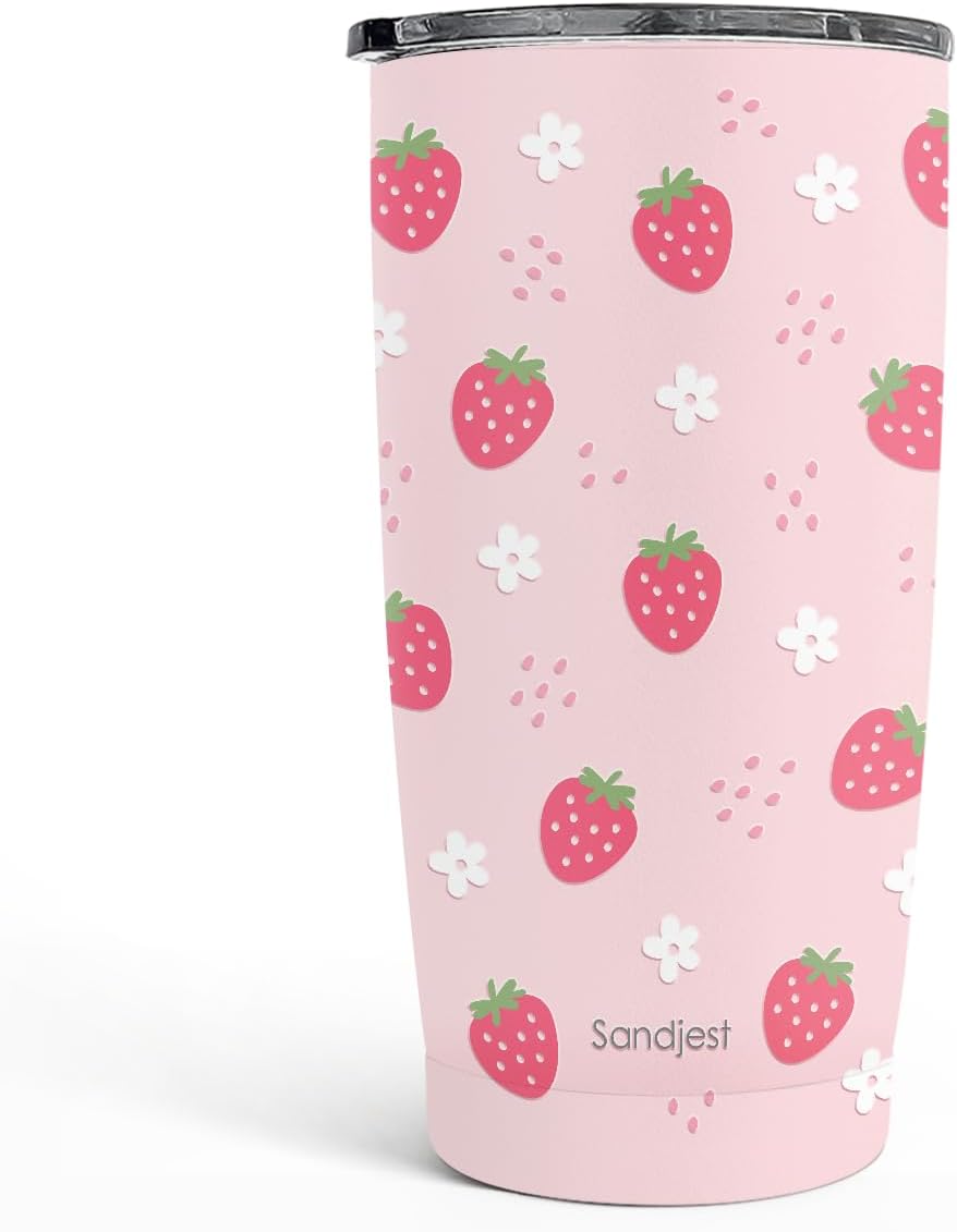 SANDJEST Pickleball Tumbler 20oz, Stainless Steel Travel Cup with Lid, Insulated Coffee Mug, Pickleballs Gifts for Women Girls Friends Sisters Players on Birthday Christmas