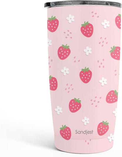 SANDJEST Pickleball Tumbler 20oz, Stainless Steel Travel Cup with Lid, Insulated Coffee Mug, Pickleballs Gifts for Women Girls Friends Sisters Players on Birthday Christmas