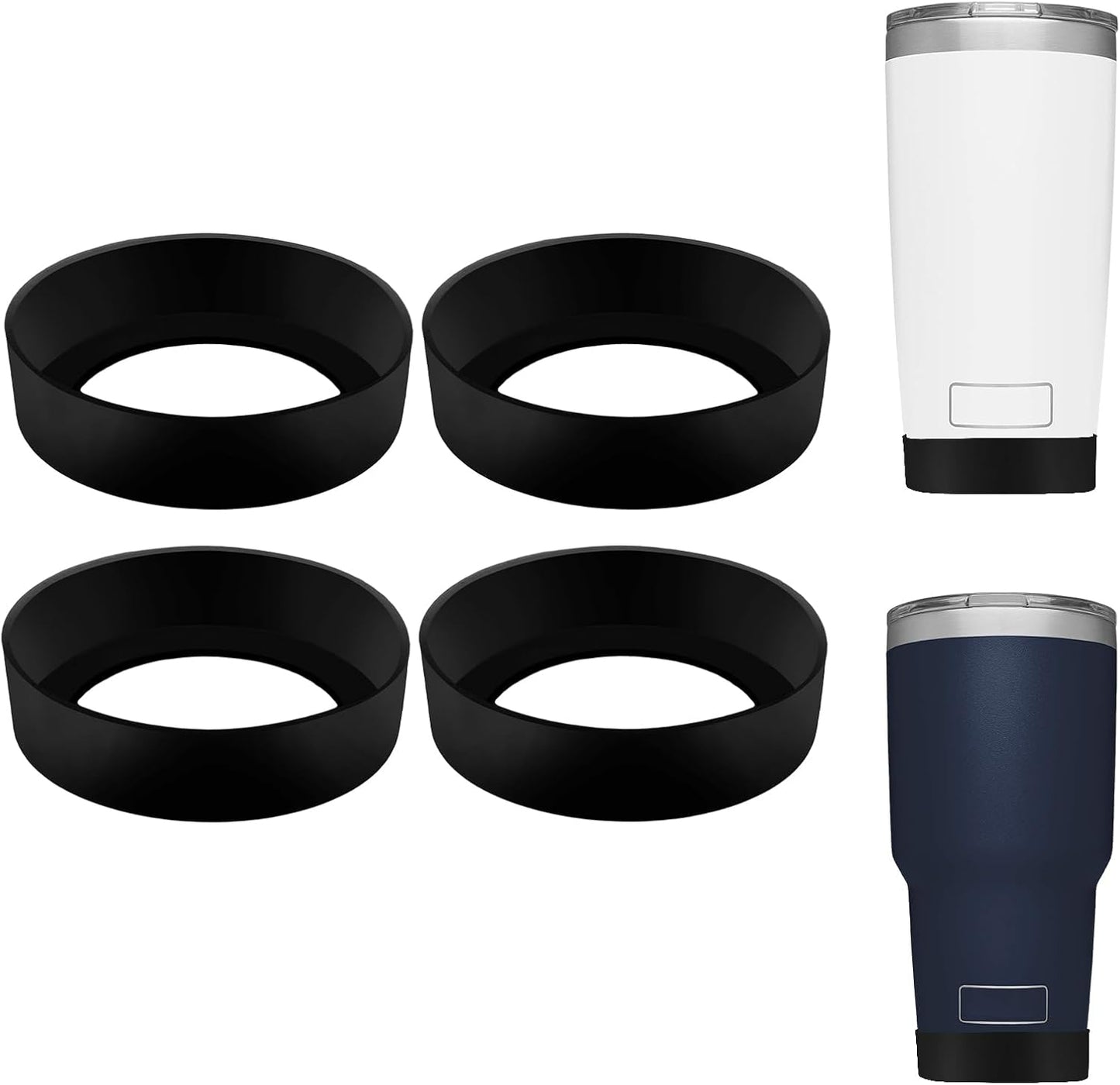 4 PCS Silicone Boot Sleeve for Tumbler 30 oz 20 oz, Water Bottle Bottom Protector, Non-Slip Mug Cup Coaster for 7-7.5cm Bottom of the Insulated Cup