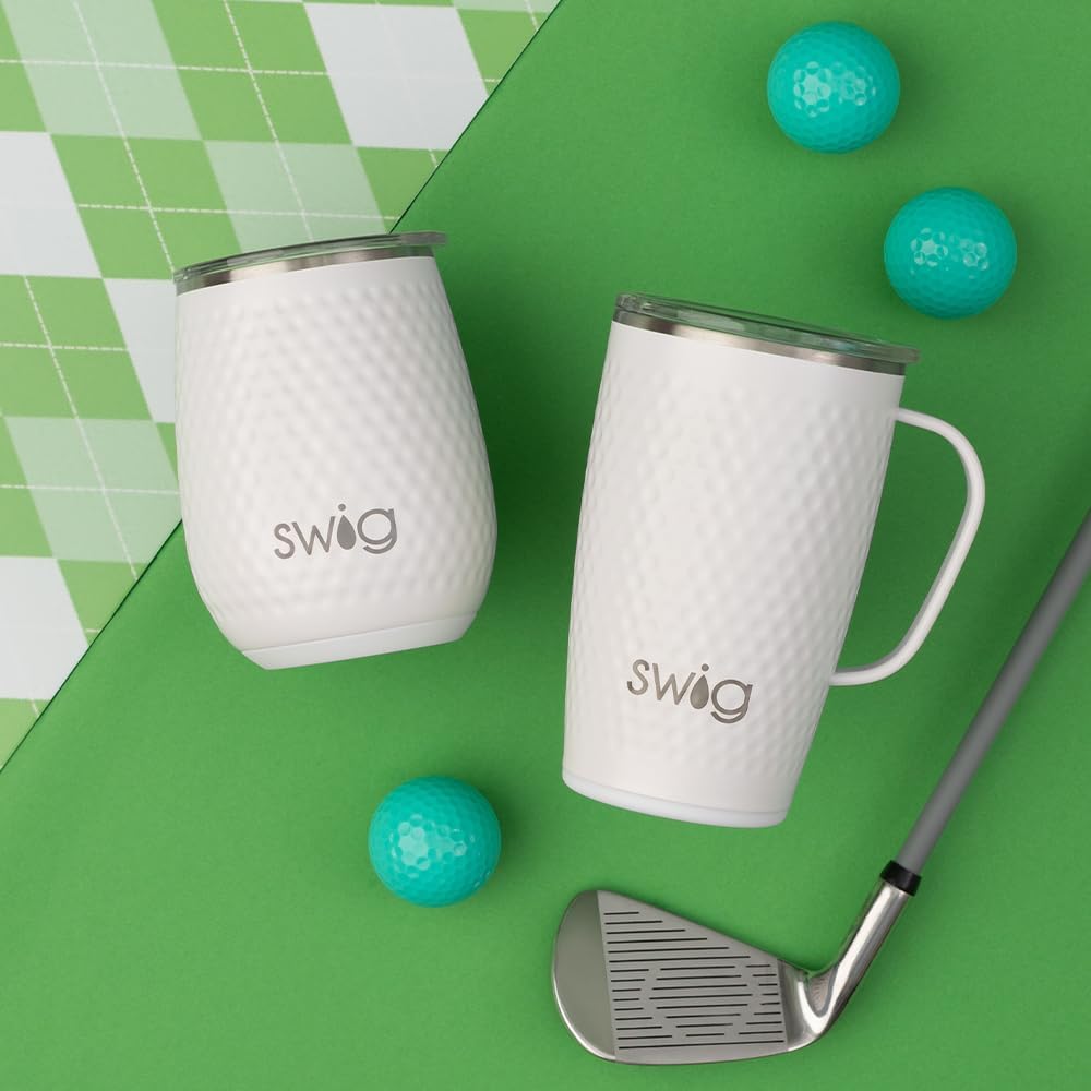 Swig Life 18oz Travel Mug, Insulated Tumbler with Handle and Lid, Cup Holder Friendly, Dishwasher Safe, Stainless Steel, Travel Coffee Cup (Honey Meadow)