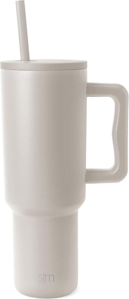 Simple Modern 40 oz Trek Tumbler with Handle and Straw Lid | Cup Holder Friendly Insulated Stainless Steel Travel Mug | Sea Glass Sage - Colors B