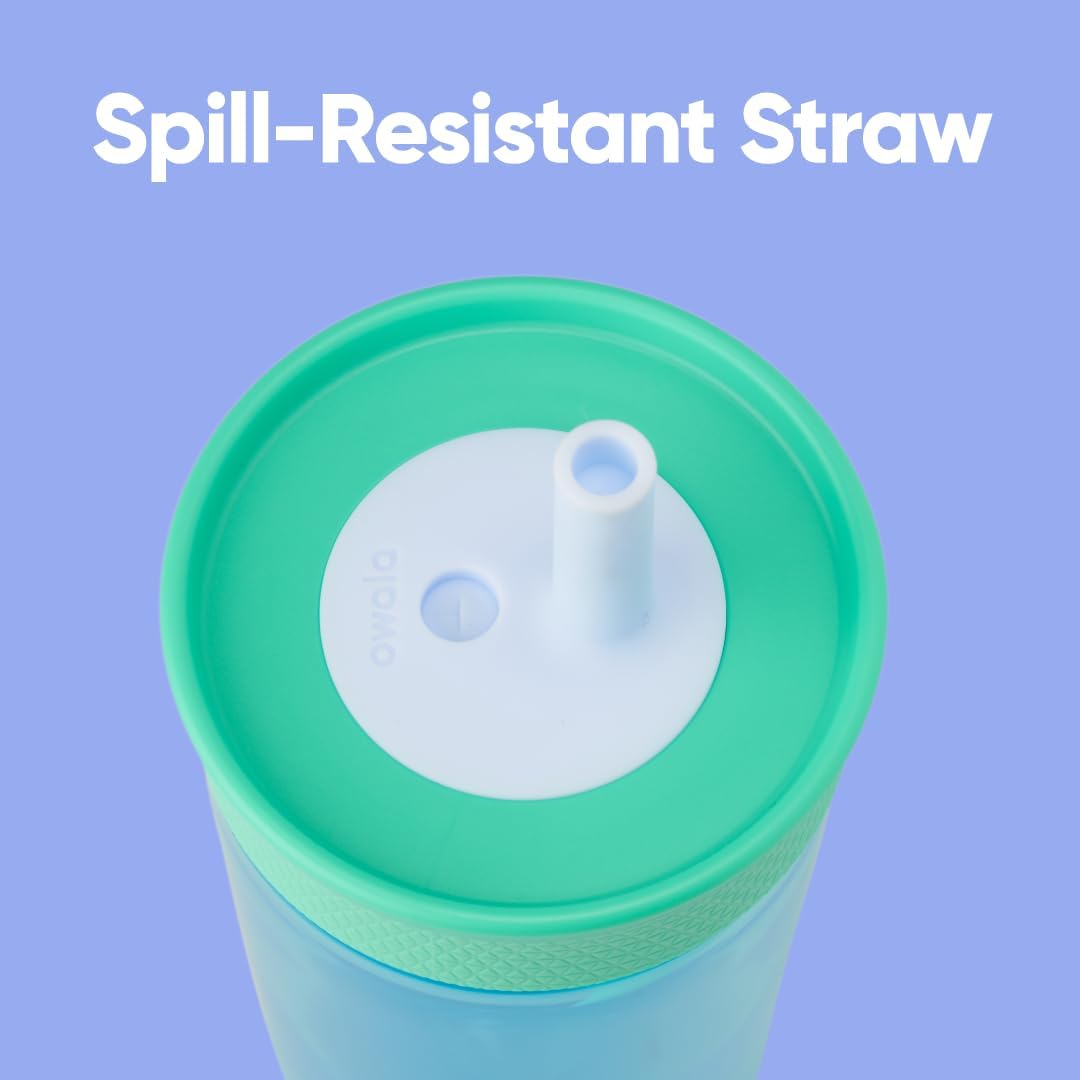 Owala Kids BPA-Free Plastic Tumbler with Spill Resistant Flexible Straw, Easy to Clean, Kids Water Bottle, Great for Travel, Dishwasher Safe, 15 Oz, Skate Park