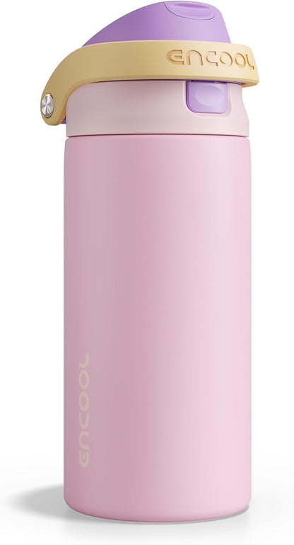ENCOOL Leakproof Insulated Water Bottle with Straw Dual-Sip Water Bottle Bag-Safe Design for Work, Commute & Gym – Keeps Drinks Cold All Day, 24 oz, Lemonade Pink - Colors B