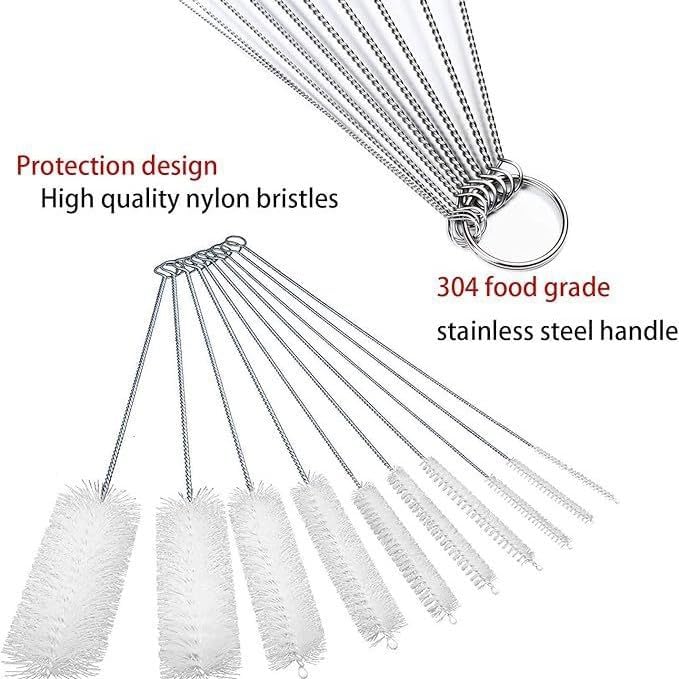 Straw Cleaner Brushes Sets, 8inch Different Diameters 10 Pieces, for Sippy Cup, Tumbler, Water Bottle, Drinking Straw