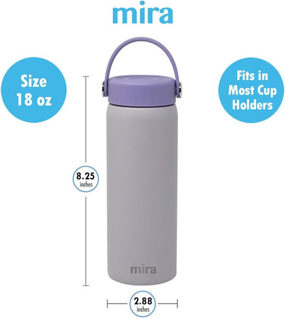 MIRA 18 oz Tea Infuser Thermo - Stainless Steel Travel Bottle with Removable Strainer for Loose Leaf Tea - Insulated Hot & Cold Brew Steeper - White