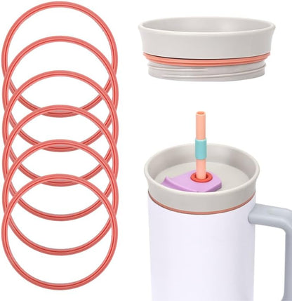 6pcs Gasket Replacement for Owala 40oz Tumbler, Rubber Lid Seal Ring Water Bottle Accessories Replacement Part Compatible with Owala 40oz Stainless Steel Cup (Pink)