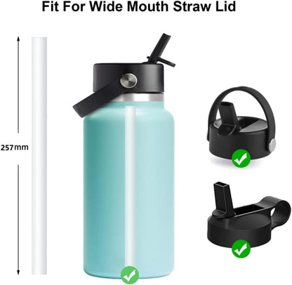 Straws Replacement Compatible with Hydro Flask Water Bottle 32oz,40 Oz -For Hydroflask Tumbler Press In Straw Lids,8 BPA- Free Long Straws,2 Straw Brushes