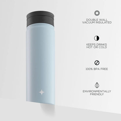 JoyJolt Triple Insulated Water Bottle with Straw Lid AND Flip Lid! 22oz Water Bottle, 12 Hour Hot/Cold Vacuum Insulated Stainless Steel Water Bottle. BPA-Free Leakproof Water Bottles - Thermos Bottle