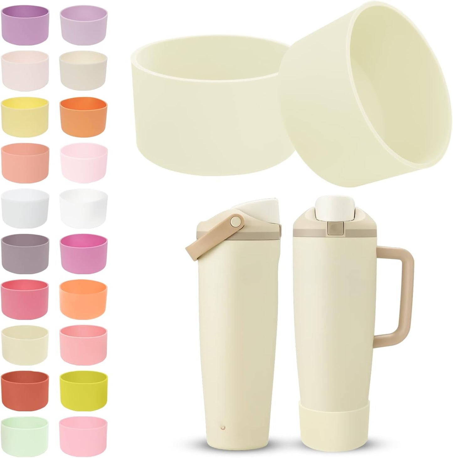 2PCS Silicone Boots for Owala 30oz & 40oz FreeSip Sway Bottles & Tumblers – Non-Slip, Scratch-Resistant, Stability Enhancer for Owala Accessories (Eucalyptus Green) - Colors B