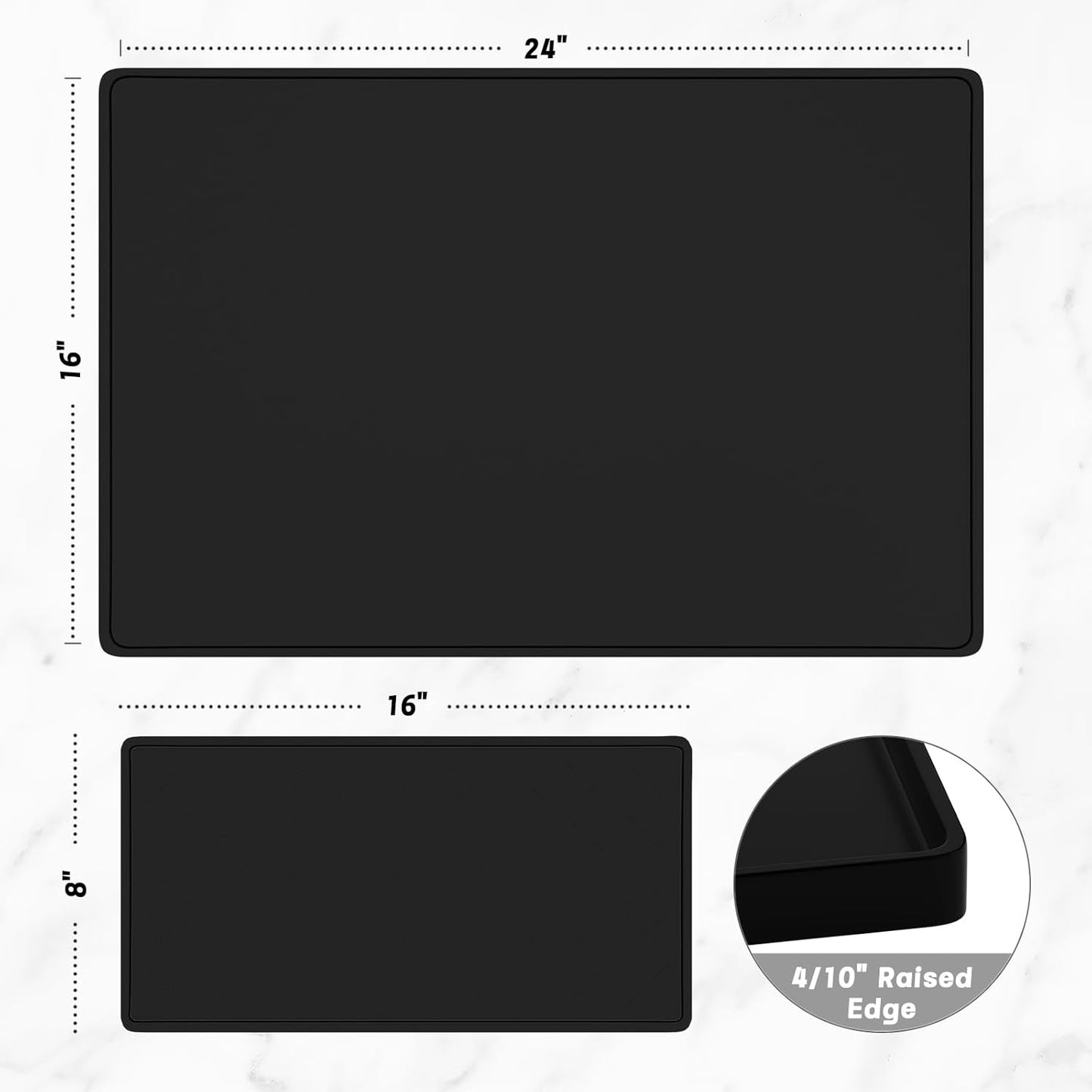 Rnivvi Silicone Coffee Mat, 16" x 24" Waterproof Raised Edge Coffee Bar Mats for Espresso Machine Station Accessories, Heat Resistant Detachable Dish Drying Pad for Kitchen Counter, Dish Rack, Green