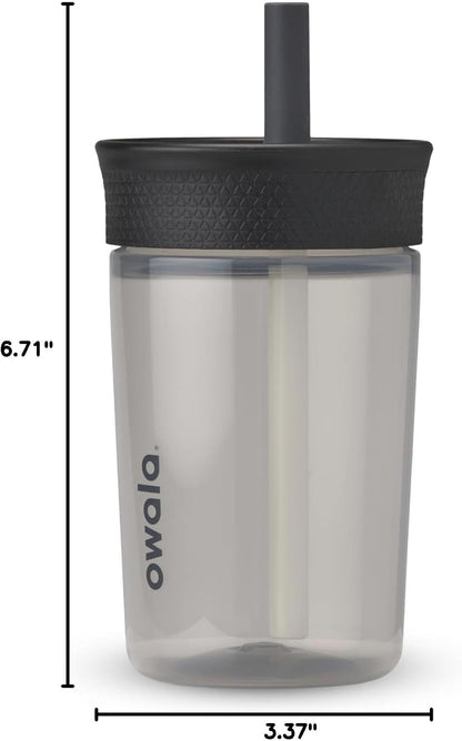 Owala Kids BPA-Free Plastic Tumbler with Spill Resistant Flexible Straw, Easy to Clean, Kids Water Bottle, Great for Travel, Dishwasher Safe, 15 Oz, Skate Park