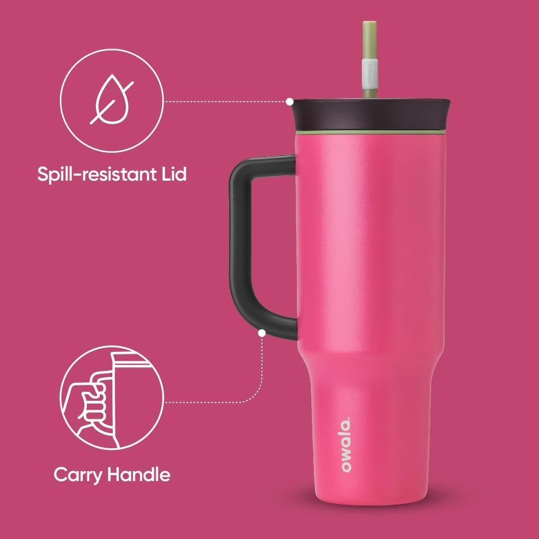 Owala Stainless Steel Triple Layer Insulated Travel Tumbler with Spill Resistant Lid and Straw, BPA Free, 24 oz, Grey/Blue (The Great Blue)