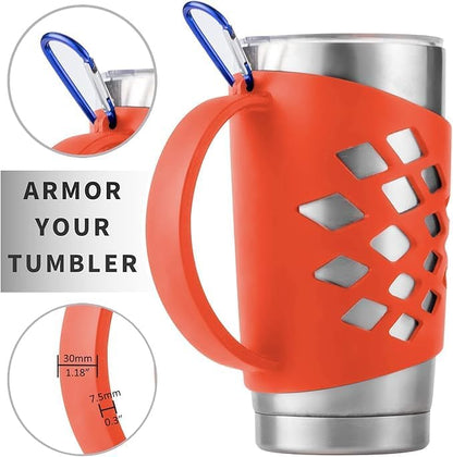 Handle for YETI 30 oz Tumbler – Anti-Slip 3mm Thickened Silicone Sleeve with Reinforced Grip & Carabiner Hole, Durable Protective Cover for 30 oz Insulated Cups, For YETI Rambler 30oz Tumbler(Black)