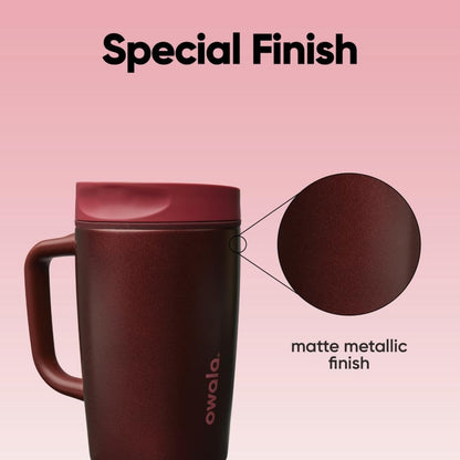 Owala SmoothSip Slider Insulated Stainless Steel Coffee Tumbler, Reusable Iced Coffee Cup, Hot Coffee Travel Mug, BPA Free 20 oz, Grey/Blue (High Dive)