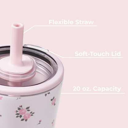 HydroJug Everyday Tumbler 20 oz – Ceramic-Lined Insulated Tumbler with Straw and Soft-Touch Lid, Cup Holder Friendly, Double-Wall Vacuum Insulation, Reusable Travel Cup – Rodeo