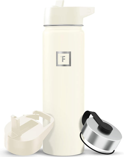 IRON °FLASK Camping & Hiking Hydration Flask with Straw, Wide Mouth Insulated Stainless Steel Sports Water Bottle - 22 oz Aurora