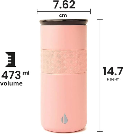 Elemental Artisan Insulated Tumbler, Triple Wall Coffee Travel Mug, Reusable Stainless Steel Coffee Tumbler with Ceramic Lid, Thermal Coffee Cups for Hot (6 Hrs) & Cold (18 Hrs), 16oz - Forest Green
