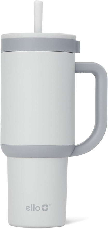 Ello Oasis 40 oz Tumbler with Handle & Retracting Straw | Reusable Insulated Stainless Steel Cup 100% Leakproof, Gifts for Teens Women Men | Keeps cold for 24 Hours, Cup Holder Friendly, Daisies