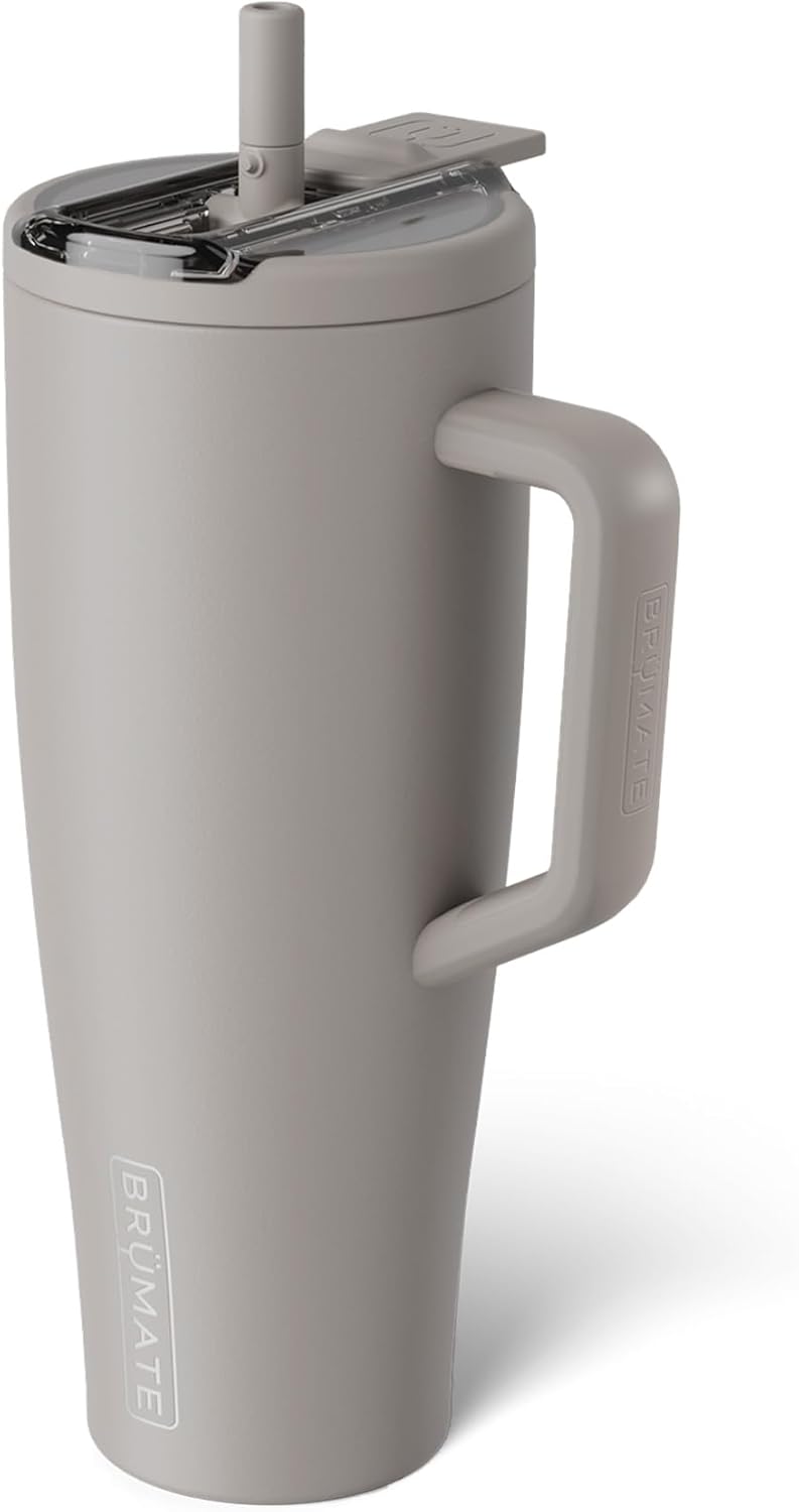 BrüMate Era Flip 30oz Tumbler with 100% Leakproof Covered Straw Lid | Hygienic Covered Straw | Insulated Stainless Steel Water Bottle with Handle | Cup Holder Friendly | BPA-Free (Sage)