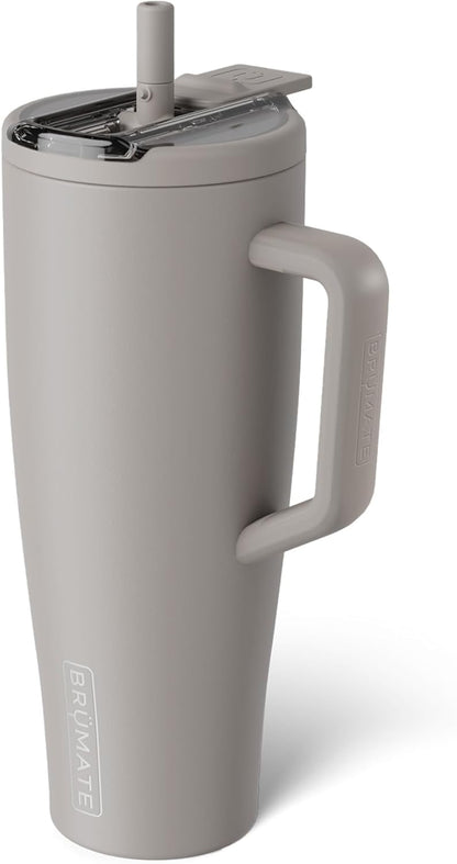 BrüMate Era Flip 30oz Tumbler with 100% Leakproof Covered Straw Lid | Hygienic Covered Straw | Insulated Stainless Steel Water Bottle with Handle | Cup Holder Friendly | BPA-Free (Sage)