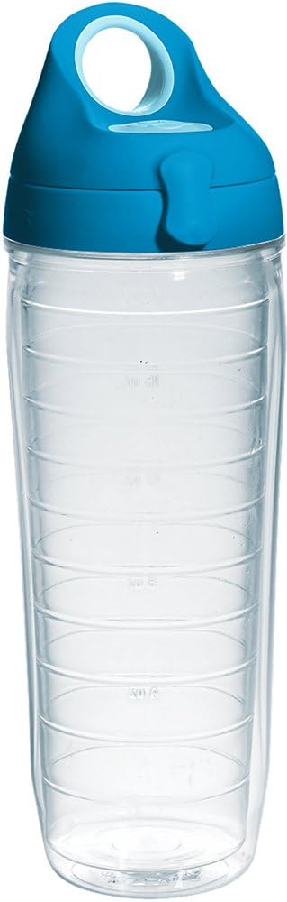 Tervis Clear & Colorful Lidded Made in USA Double Walled Insulated Tumbler Travel Cup Keeps Drinks Cold & Hot, 24oz, Black Lid, 1 Count (Pack of 1)