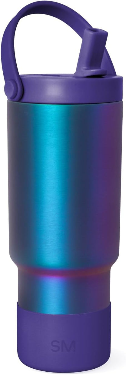 Simple Modern Trek Pivot | 24oz Kids Flip Straw Tumbler with Handle and Silicone Boot | Insulated Water Bottle Stainless Steel Cup | School Travel Jug | Seaside
