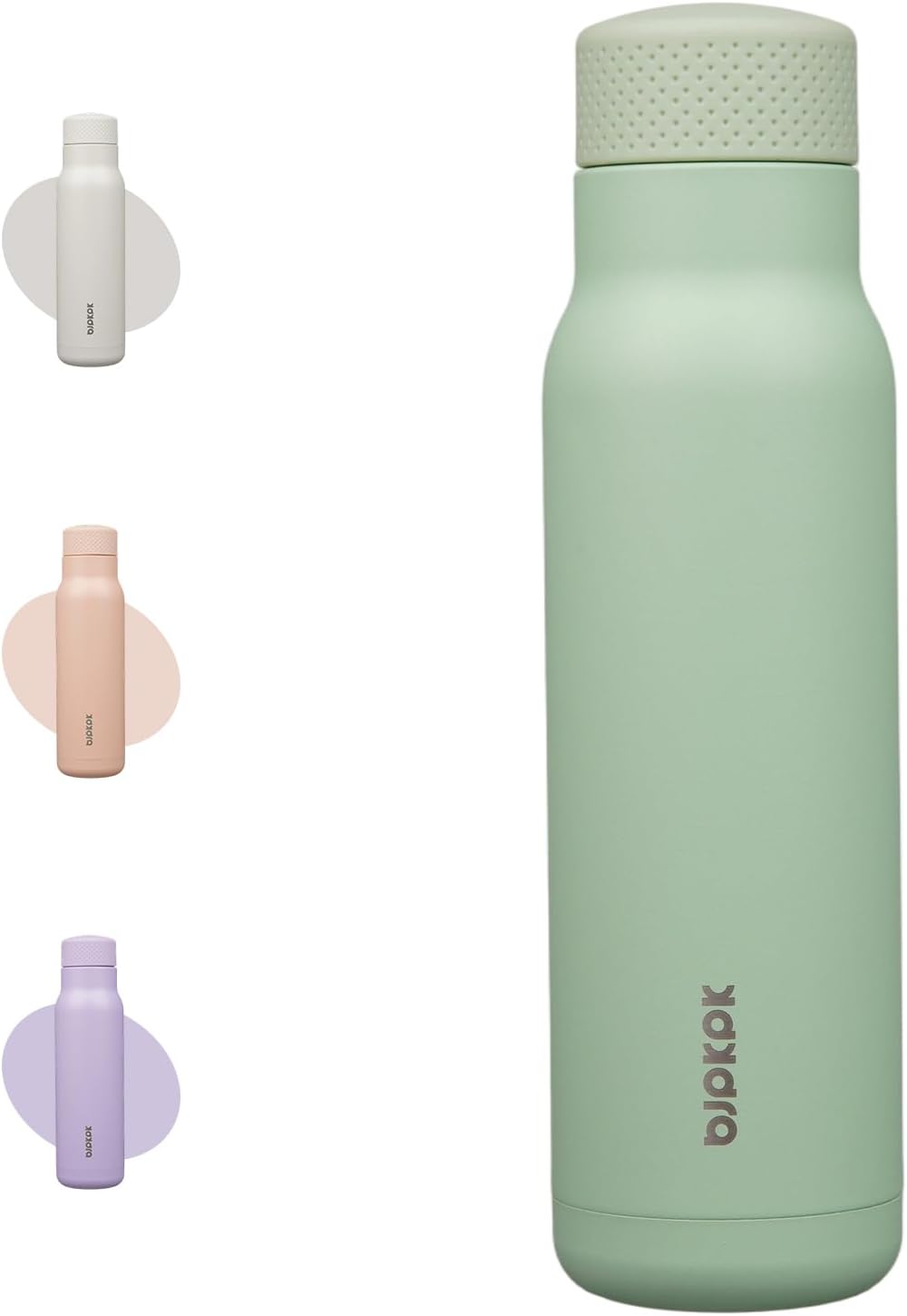 BJPKPK Stainless Steel Water Bottle,21oz insulated Reusable Bottle,Leakproof Metal Thermal Flask Double Wall,Keep Drinks Cold and Hot,Mint Green