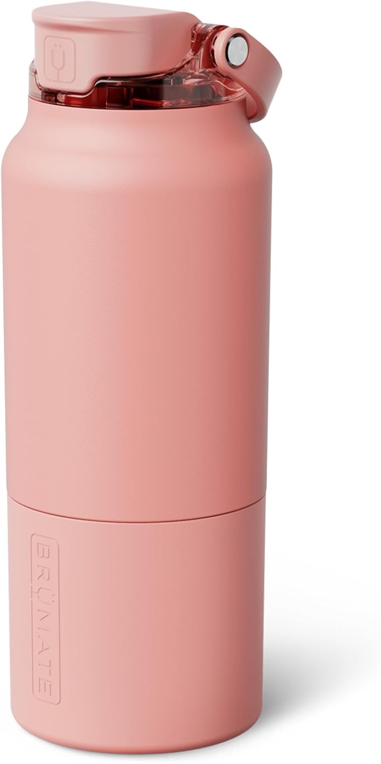 BrüMate Rise 25oz Water Bottle With 100% Leakproof Covered Silicone Straw | Insulated Stainless Steel Water Bottle | Cup-Holder Friendly | Fast Flow | Soft Sip Silicone Spout | BPA-Free (Rose Taupe)