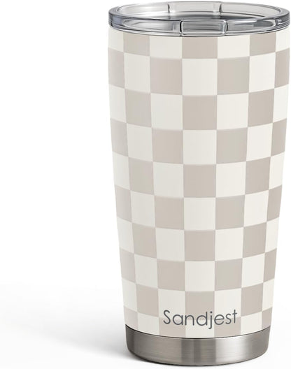 SANDJEST Pickleball Tumbler 20oz, Stainless Steel Travel Cup with Lid, Insulated Coffee Mug, Pickleballs Gifts for Women Girls Friends Sisters Players on Birthday Christmas