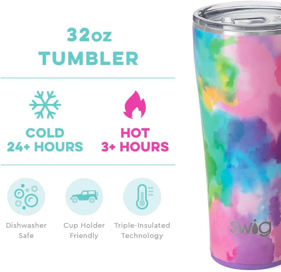 Swig Life 32oz Insulated Tumbler, Travel Coffee Tumbler with Lid, Cup Holder Friendly Travel Coffee Mug, Stainless Steel with Lid (Hayride)