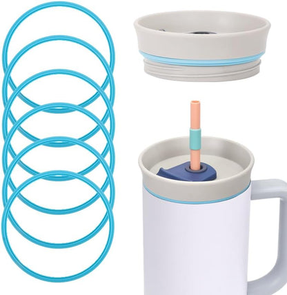 6pcs Gasket Replacement for Owala 40oz Tumbler, Rubber Lid Seal Ring Water Bottle Accessories Replacement Part Compatible with Owala 40oz Stainless Steel Cup (Pink)