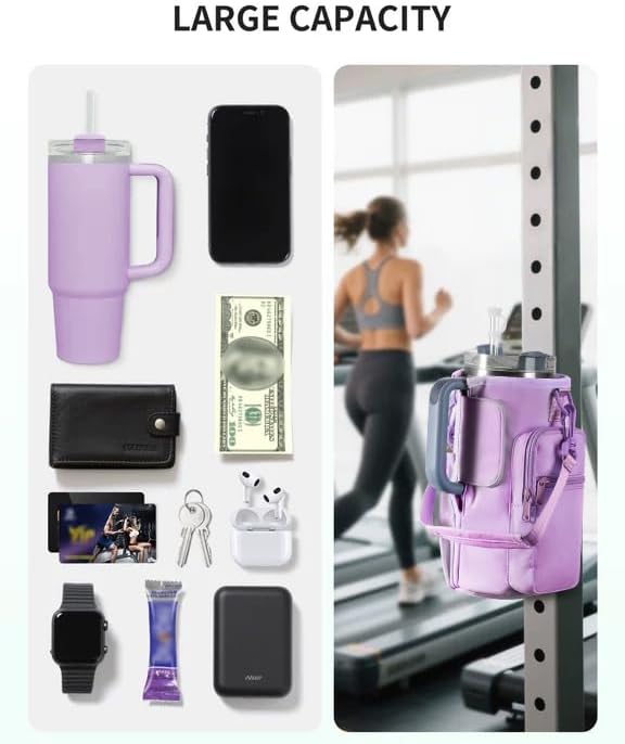 sportsnew Magnetic Gym Bag for Women Men, Crossbody Insulated Cup Sleeve Water Bottle Carrier Holder with Strap for 40oz Tumbler with Handle, 4 Built-in Magnets Small Gym Bag for Workout, Walking