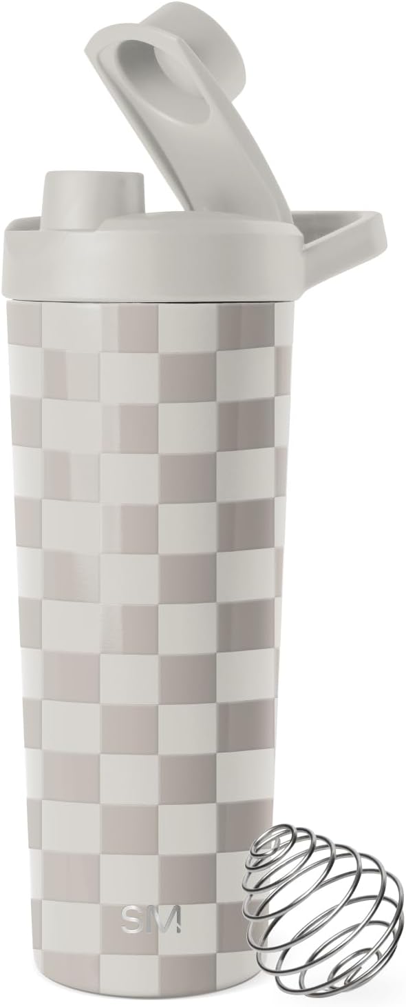 Simple Modern Stainless Steel Shaker Bottle with Ball 24oz | Metal Insulated Cup for Protein Mixes, Shakes and Pre Workout | Rally Collection | Almond Birch