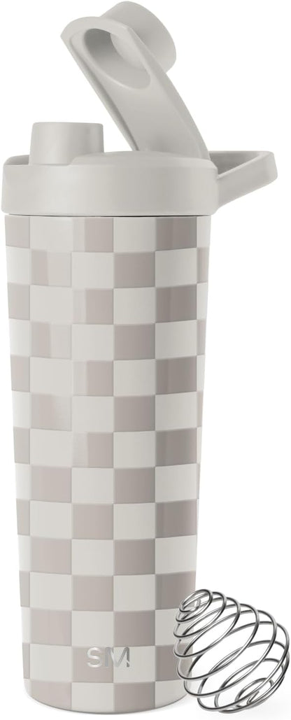 Simple Modern Stainless Steel Shaker Bottle with Ball 24oz | Metal Insulated Cup for Protein Mixes, Shakes and Pre Workout | Rally Collection | Almond Birch