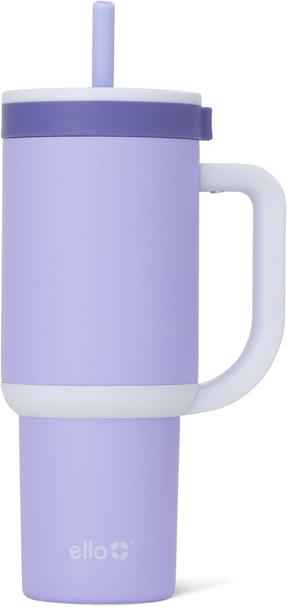 Ello Oasis 40 oz Tumbler with Handle & Retracting Straw | Reusable Insulated Stainless Steel Cup 100% Leakproof, Gifts for Teens Women Men | Keeps cold for 24 Hours, Cup Holder Friendly, Daisies