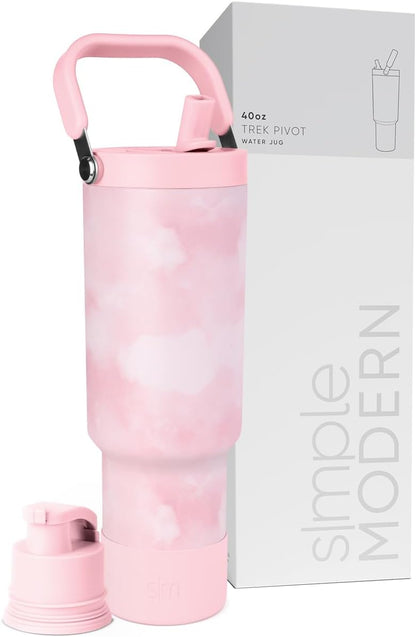 Simple Modern Trek Pivot | 40oz Flip Straw Tumbler with Handle | Water Bottle & Boot | Interchangeable Straw & Chug Lids | Insulated Stainless Steel Jug | Gym Sports Outdoors | Forest - Colors A