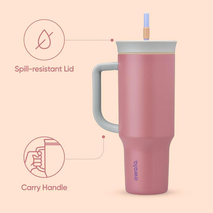 Owala Stainless Steel Triple Layer Insulated Travel Tumbler with Spill Resistant Lid and Straw, BPA Free, 24 oz, Grey/Blue (The Great Blue)