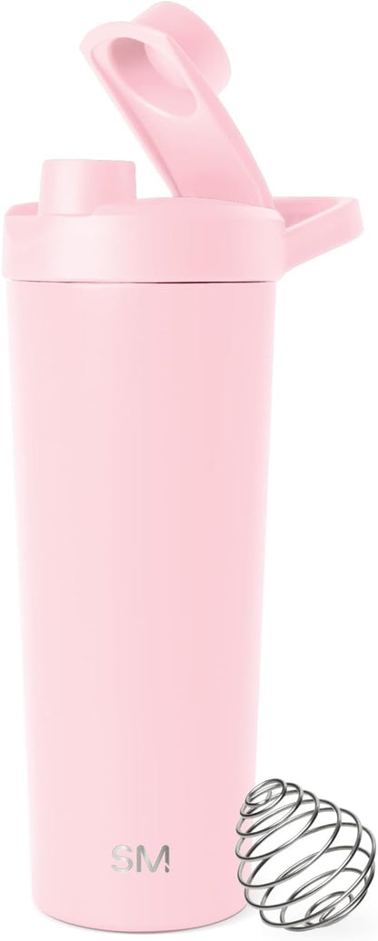 Simple Modern Stainless Steel Shaker Bottle with Ball 24oz | Metal Insulated Cup for Protein Mixes, Shakes and Pre Workout | Rally Collection | Almond Birch