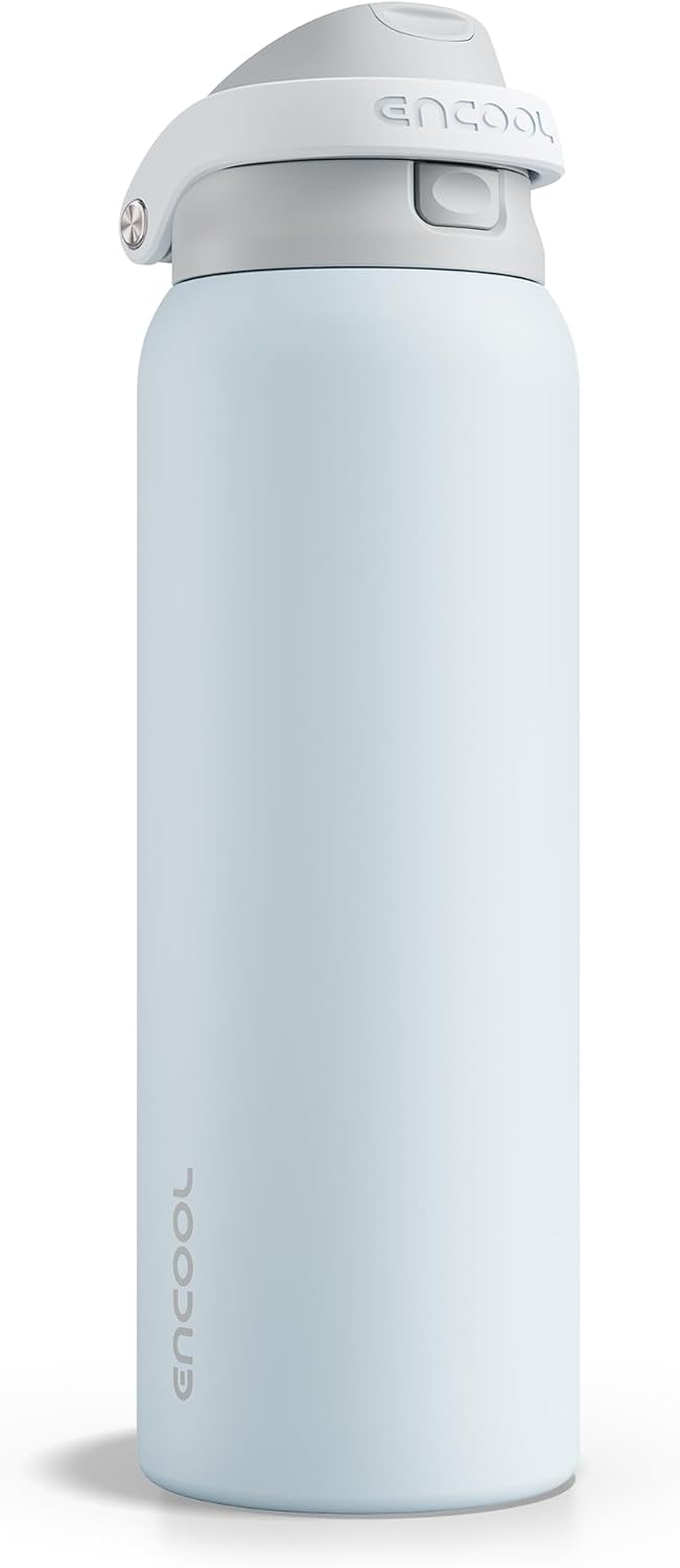ENCOOL Leakproof Insulated Water Bottle with Straw Dual-Sip Water Bottle Bag-Safe Design for Work, Commute & Gym – Keeps Drinks Cold All Day, 24 oz, Lemonade Pink - Colors A
