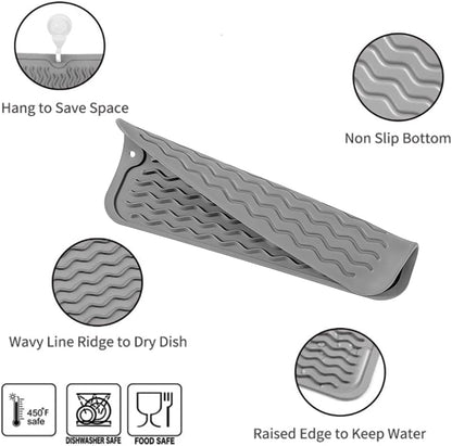 MicoYang Silicone Dish Drying Mat for Multiple Usage,Easy clean,Eco-friendly,Heat-resistant Silicone Mat for Kitchen Counter,Sink,Bar,Bottle,or Cup Green M 17 inches x 6 inches