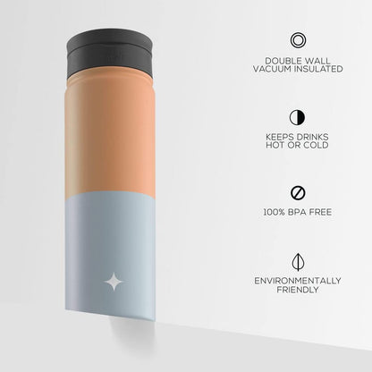 JoyJolt Triple Insulated Water Bottle with Straw Lid AND Flip Lid! 22oz Water Bottle, 12 Hour Hot/Cold Vacuum Insulated Stainless Steel Water Bottle. BPA-Free Leakproof Water Bottles - Thermos Bottle