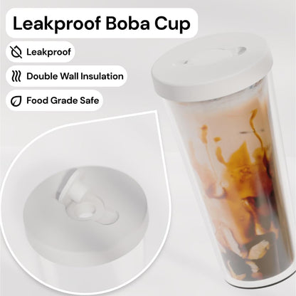 Dodoko Reusable Boba Cup and Straw Boba Tea Cup Bubble Tea Cup Reusable Iced Coffee Cup Cold Coffee Cup Smoothie Cup with Lid and Straw Smoothie Cup to go Smoothie Tumbler 17 oz - Sage Green