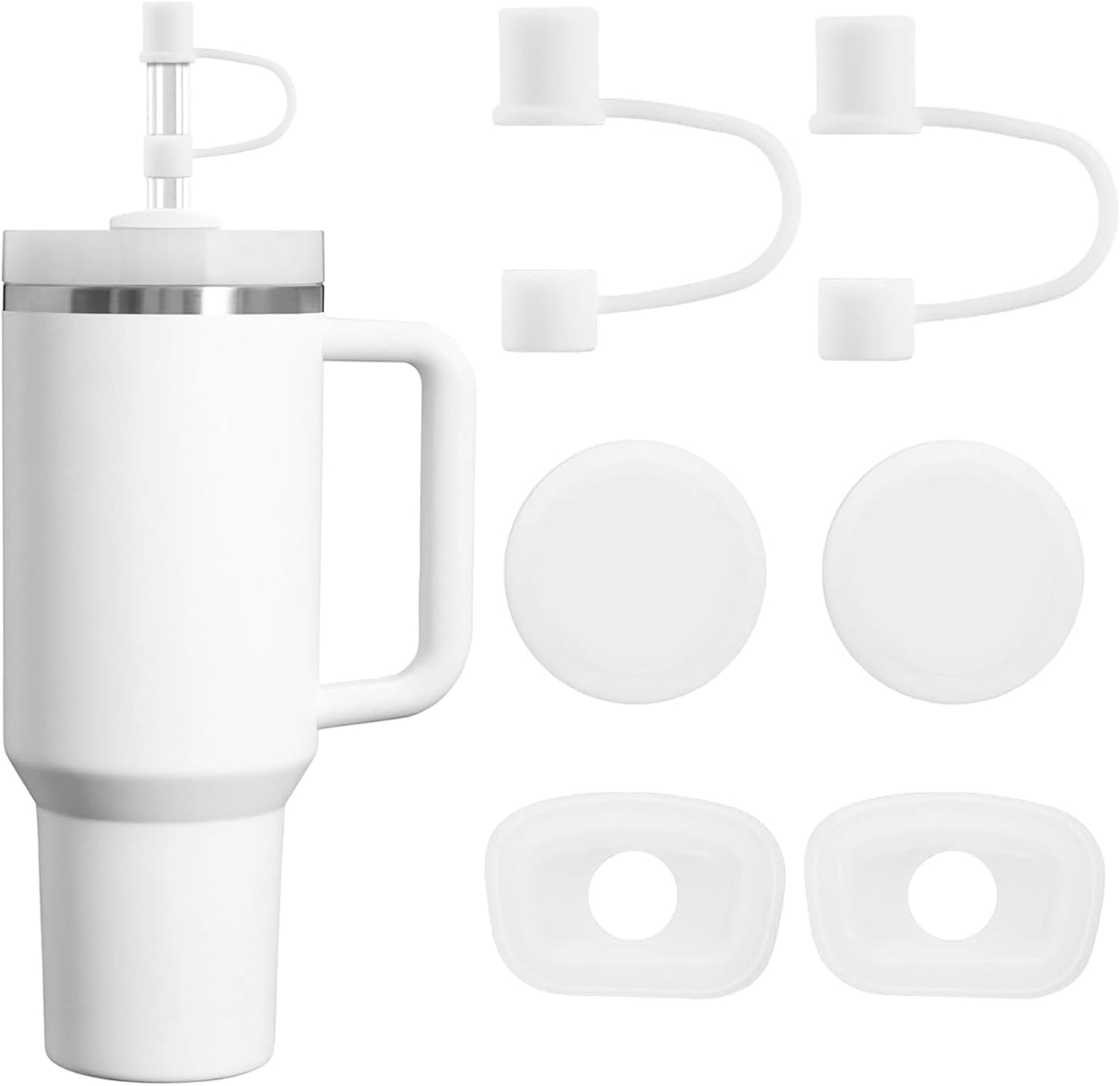 MOLOSLEEVE 21 Colors Straw Toppers Include A Set of Leak-proof Plugs, for Stanley Straw Covers Cap for Stanley Cup 2.0 30oz, 40oz, Silicone, Dust-Proof （Clear）