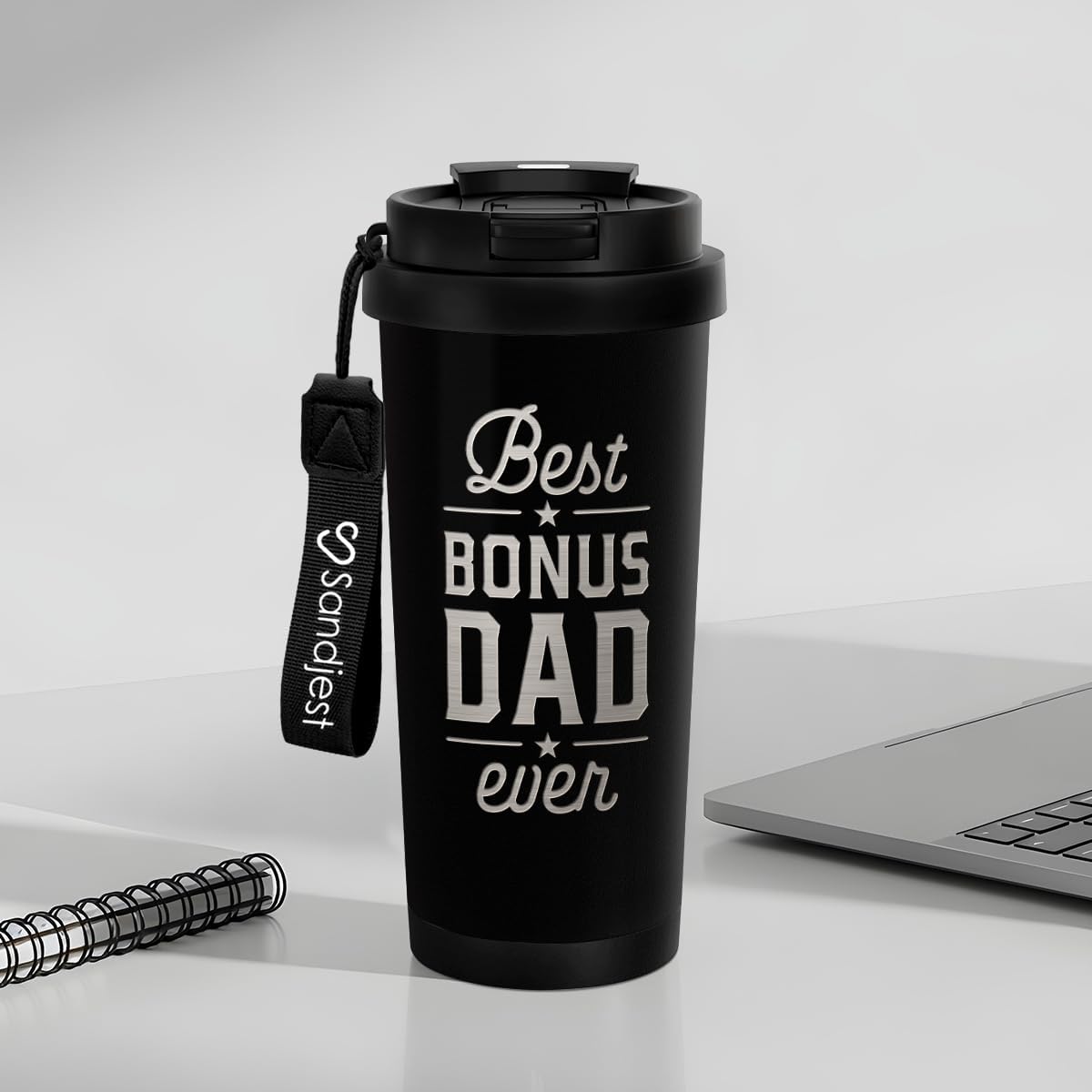 SANDJEST American Flag Tumbler - Stainless Steel 2-in-1 Lid Coffee Tumbler 18 oz, Patriotic Insulated Travel Mug Gift for Men Husband Dad, Birthday Christmas
