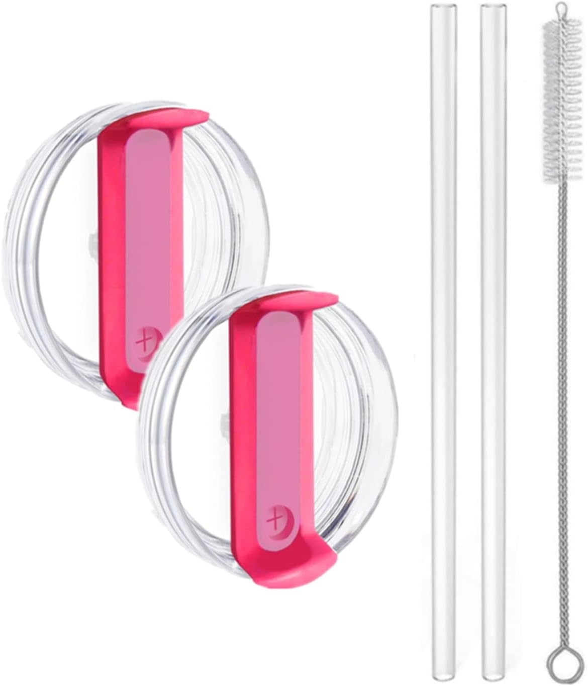 2pcs Tumbler Lid for Stanley 40oz Cup,Replacement 40 oz Tumbler Lid,2Pcs Extra Long Reusable Straws and 1Pcs Cleaning Brush (White)