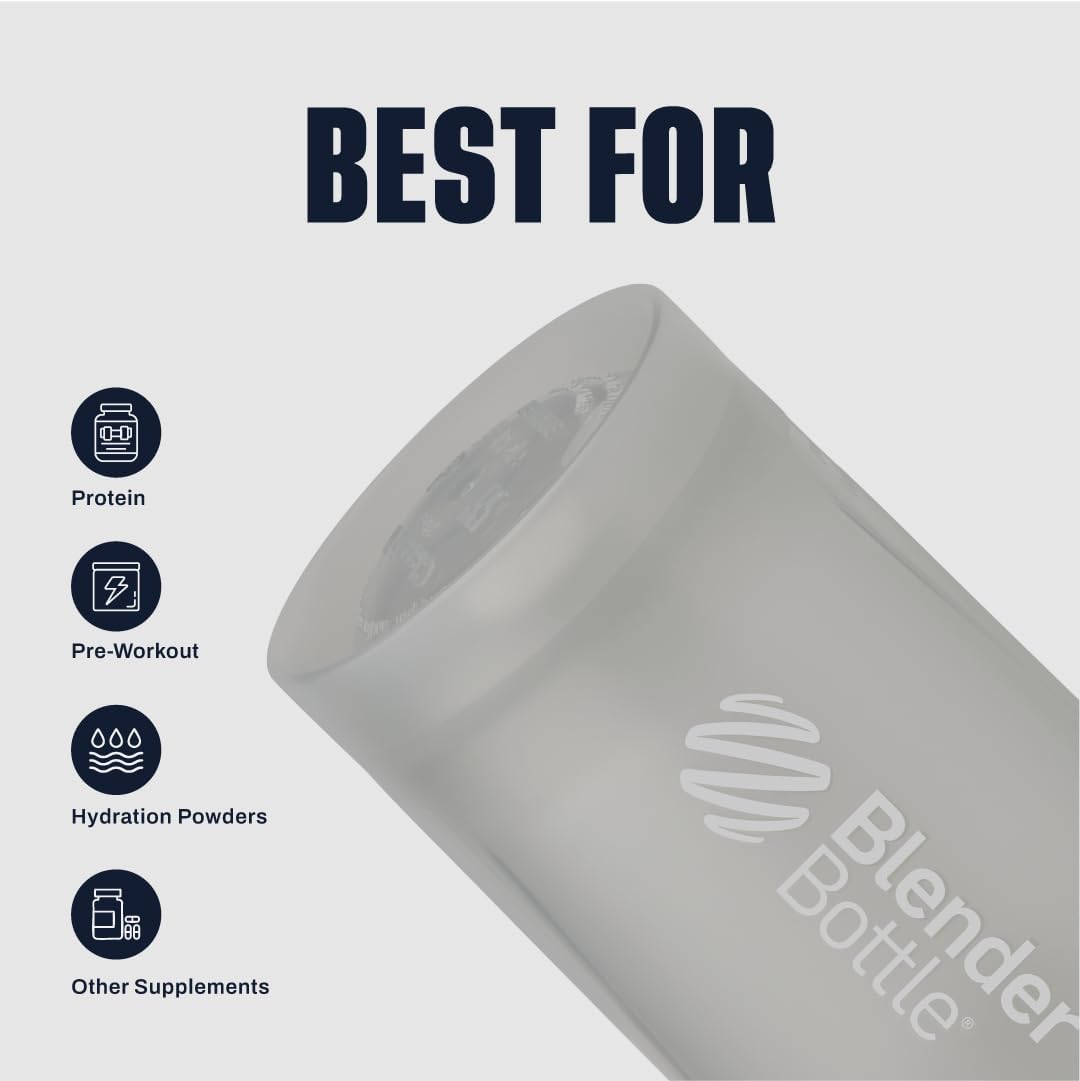 BlenderBottle Classic V2 Shaker Bottle Perfect for Protein Shakes and Pre Workout, 20-Ounce, Clear/Black