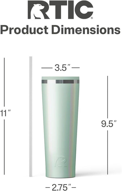 RTIC 20oz Everyday Tumbler Insulated Stainless Steel Portable Travel Coffee Cup with Straw, Ceramic Lining, Spill-Resistant Lid, BPA-Free, Hot and Cold Drink, Beach