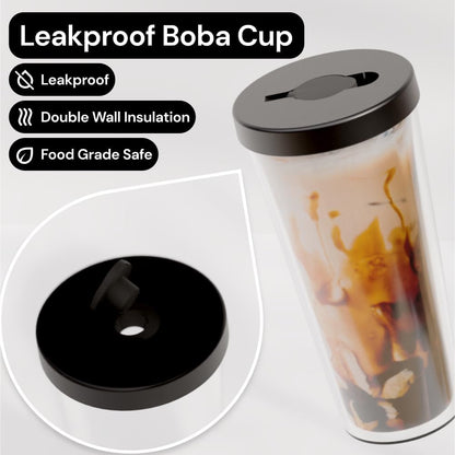 Dodoko Reusable Boba Cup and Straw Boba Tea Cup Bubble Tea Cup Reusable Iced Coffee Cup Cold Coffee Cup Smoothie Cup with Lid and Straw Smoothie Cup to go Smoothie Tumbler 17 oz - Sage Green