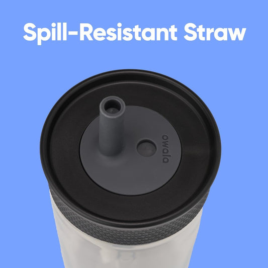 Owala Kids BPA-Free Plastic Tumbler with Spill Resistant Flexible Straw, Easy to Clean, Kids Water Bottle, Great for Travel, Dishwasher Safe, 15 Oz, Skate Park